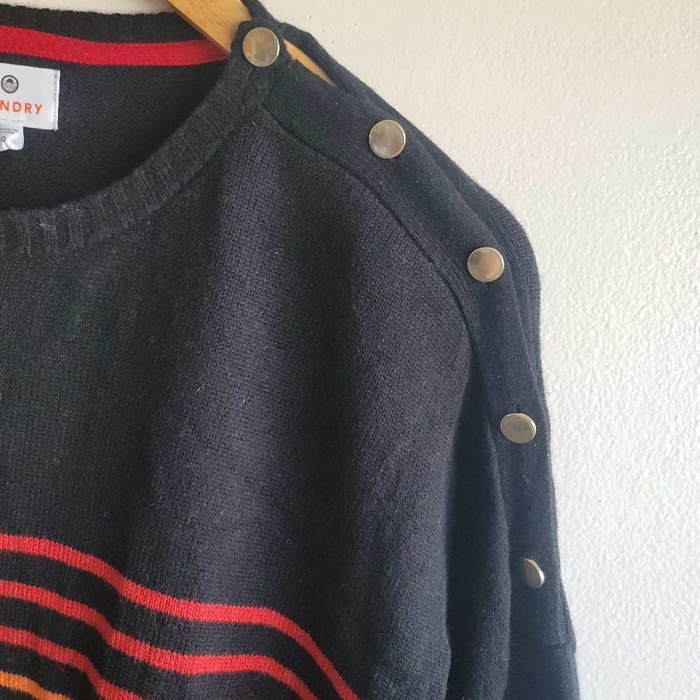 Sundry, Rainbow Stripe Button Wool & Cashmere Swe… - image 7